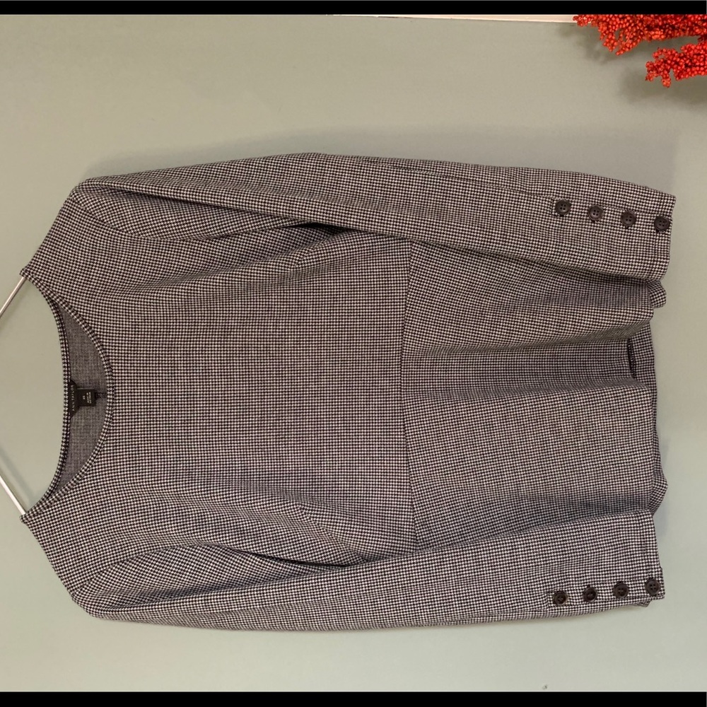 Ann Taylor Houndstooth Top with Button Detail
